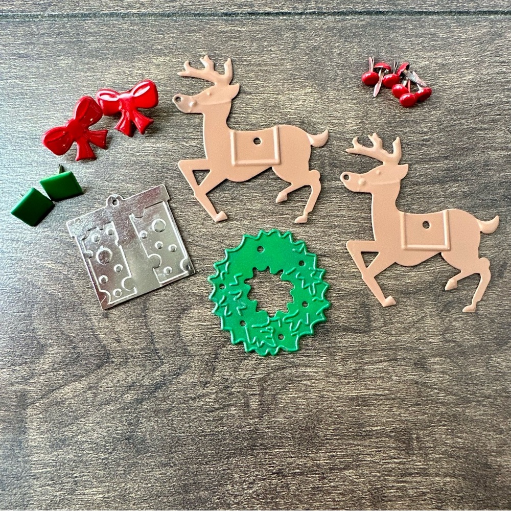 Christmas Metal Craft Supplies - Reindeer Rudolph, Wreath, Gift - Scrapbooking